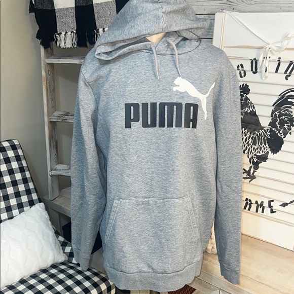 Puma Men's Gray Hoodie with Logo - Picture 1 of 4